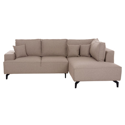 CORNER SOFA-BED WITH STORAGE SPACE SAFFIRA HM3303.03R BEIGE FABRIC 270x195x100Hcm.