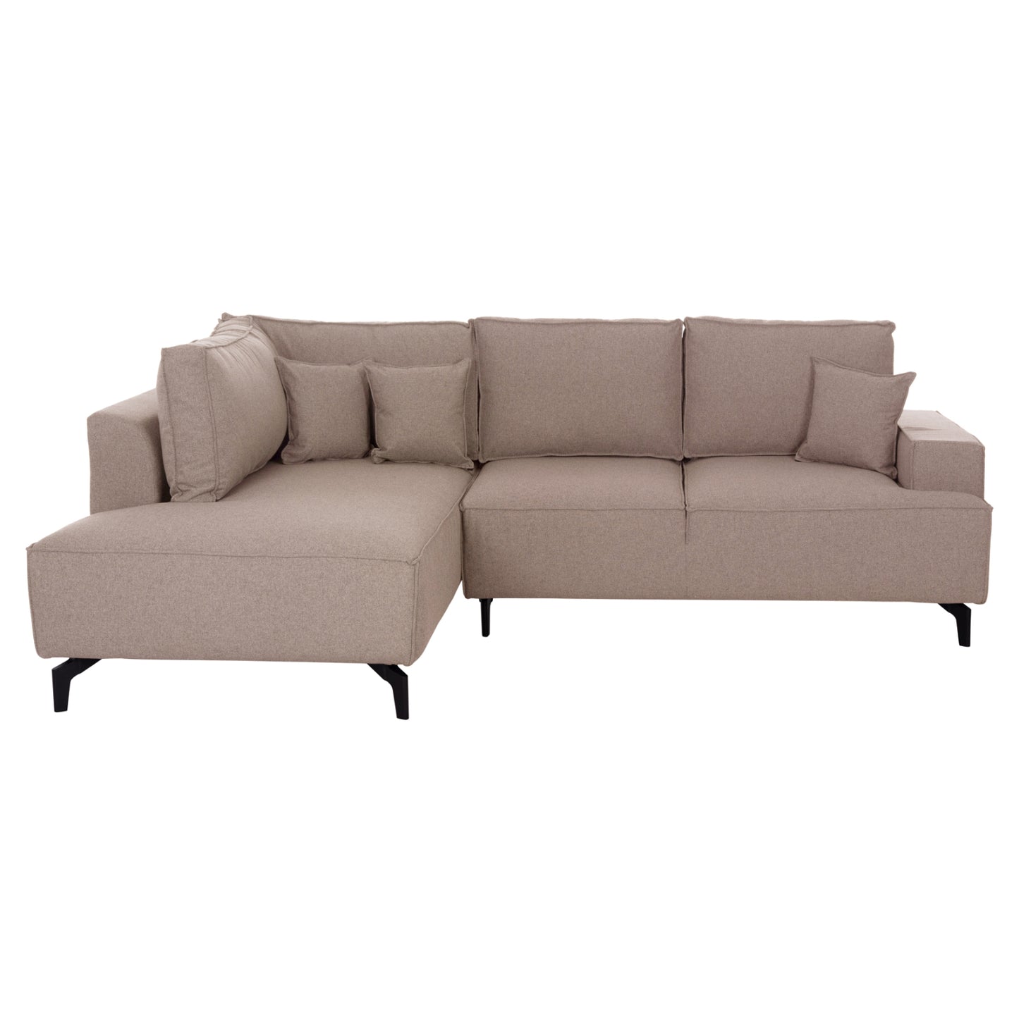 CORNER SOFA-BED WITH STORAGE SPACE SAFFIRA HM3303.03L BEIGE FABRIC 270x195x100Hcm.