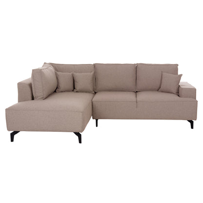 CORNER SOFA-BED WITH STORAGE SPACE SAFFIRA HM3303.03L BEIGE FABRIC 270x195x100Hcm.