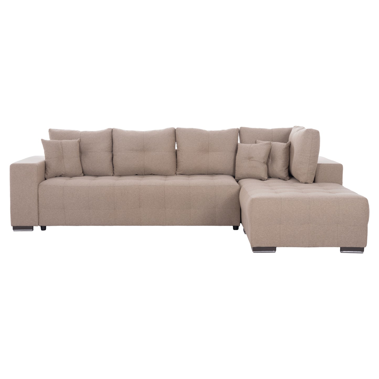 CORNER SOFA-BED WITH STORAGE SPACE TRENDSTON HM3302.03R BEIGE FABRIC 298x177x95Hcm.