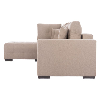 CORNER SOFA-BED WITH STORAGE SPACE TRENDSTON HM3302.03L BEIGE FABRIC 298x177x95Hcm.