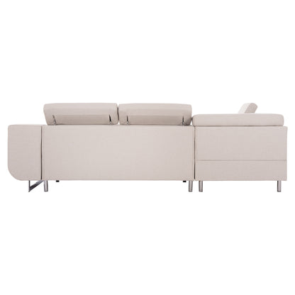 CORNER SOFA-BED WITH STORAGE SPACE ENCORE HM3301.03L BEIGE FABRIC 285x205x90Hcm.
