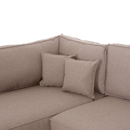CORNER SOFA-BED WITH STORAGE SPACE SAFFIRA HM3303.03L BEIGE FABRIC 270x195x100Hcm.