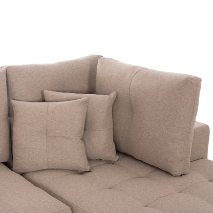 CORNER SOFA-BED WITH STORAGE SPACE TRENDSTON HM3302.03R BEIGE FABRIC 298x177x95Hcm.
