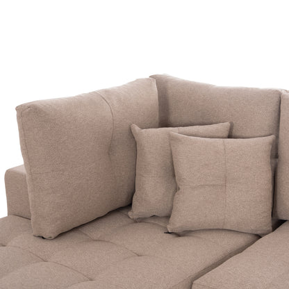 CORNER SOFA-BED WITH STORAGE SPACE TRENDSTON HM3302.03L BEIGE FABRIC 298x177x95Hcm.