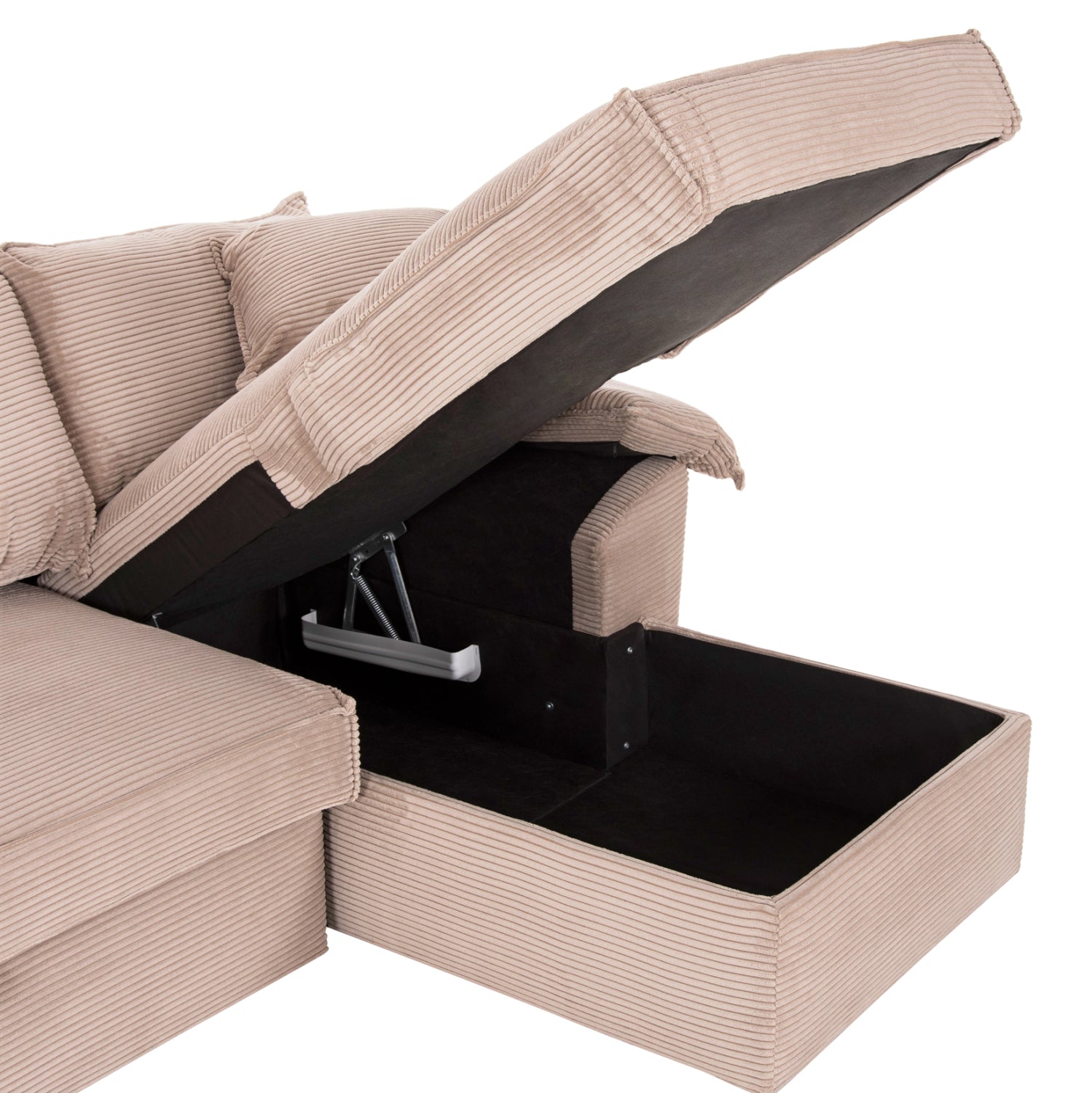 CORNER SOFA-BED WITH STORAGE SPACE ALDO HM3276.01R BEIGE FABRIC 256x91-159x87Hcm.