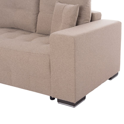 CORNER SOFA-BED WITH STORAGE SPACE TRENDSTON HM3302.03L BEIGE FABRIC 298x177x95Hcm.