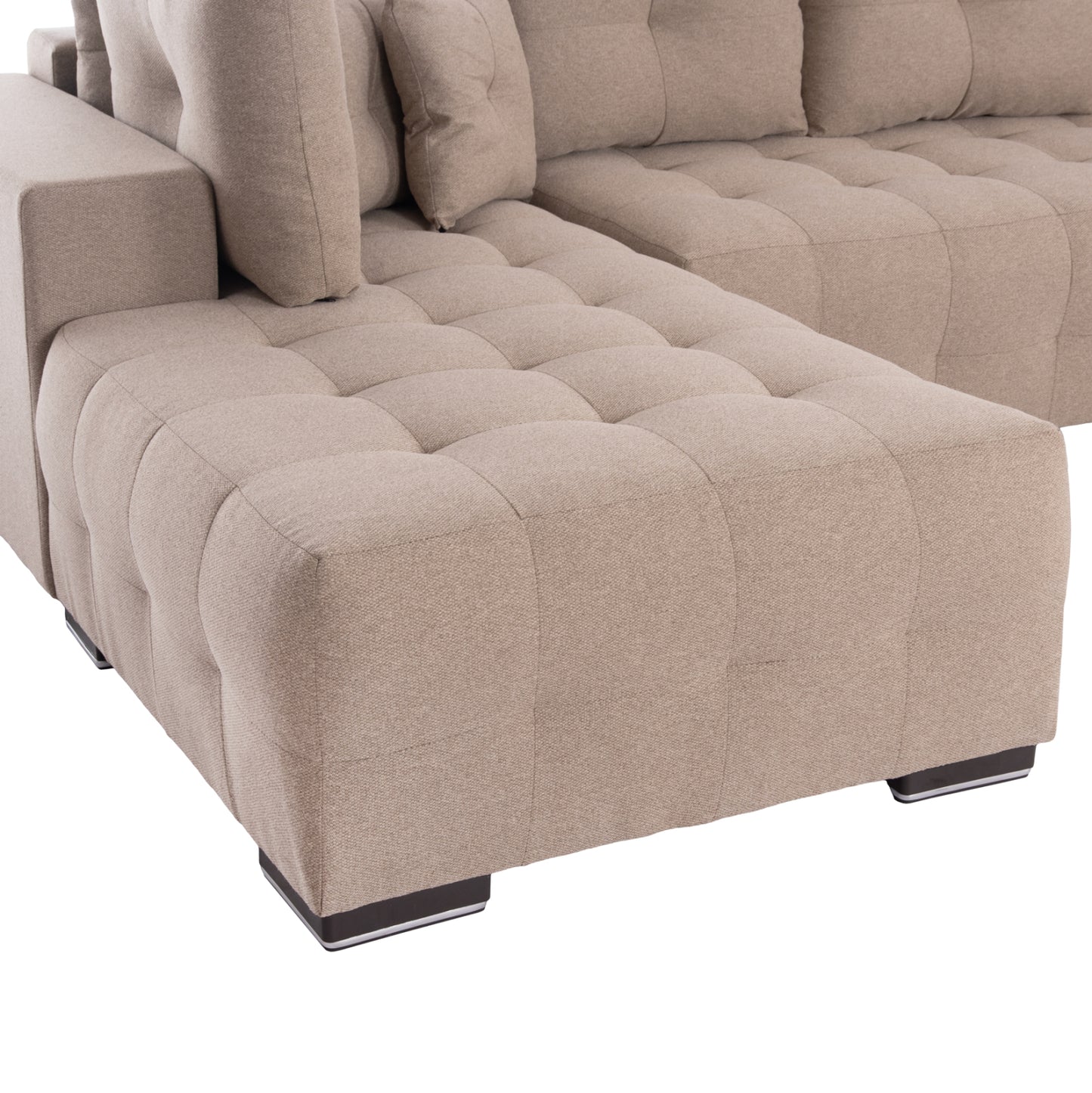 CORNER SOFA-BED WITH STORAGE SPACE TRENDSTON HM3302.03L BEIGE FABRIC 298x177x95Hcm.