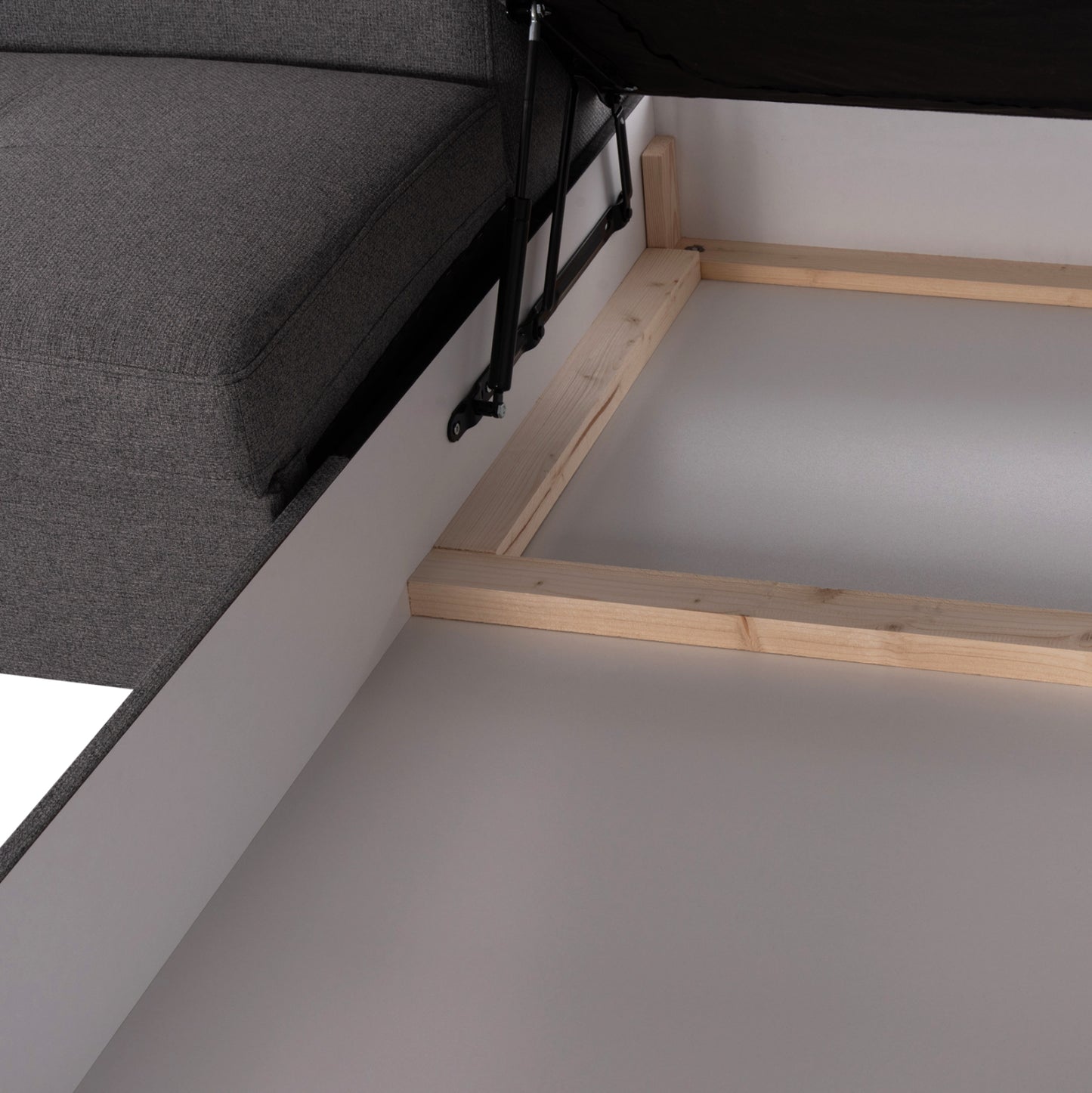 CORNER SOFA-BED WITH STORAGE SPACE ENCORE HM3301.01R GREY FABRIC 285x205x90Hcm.