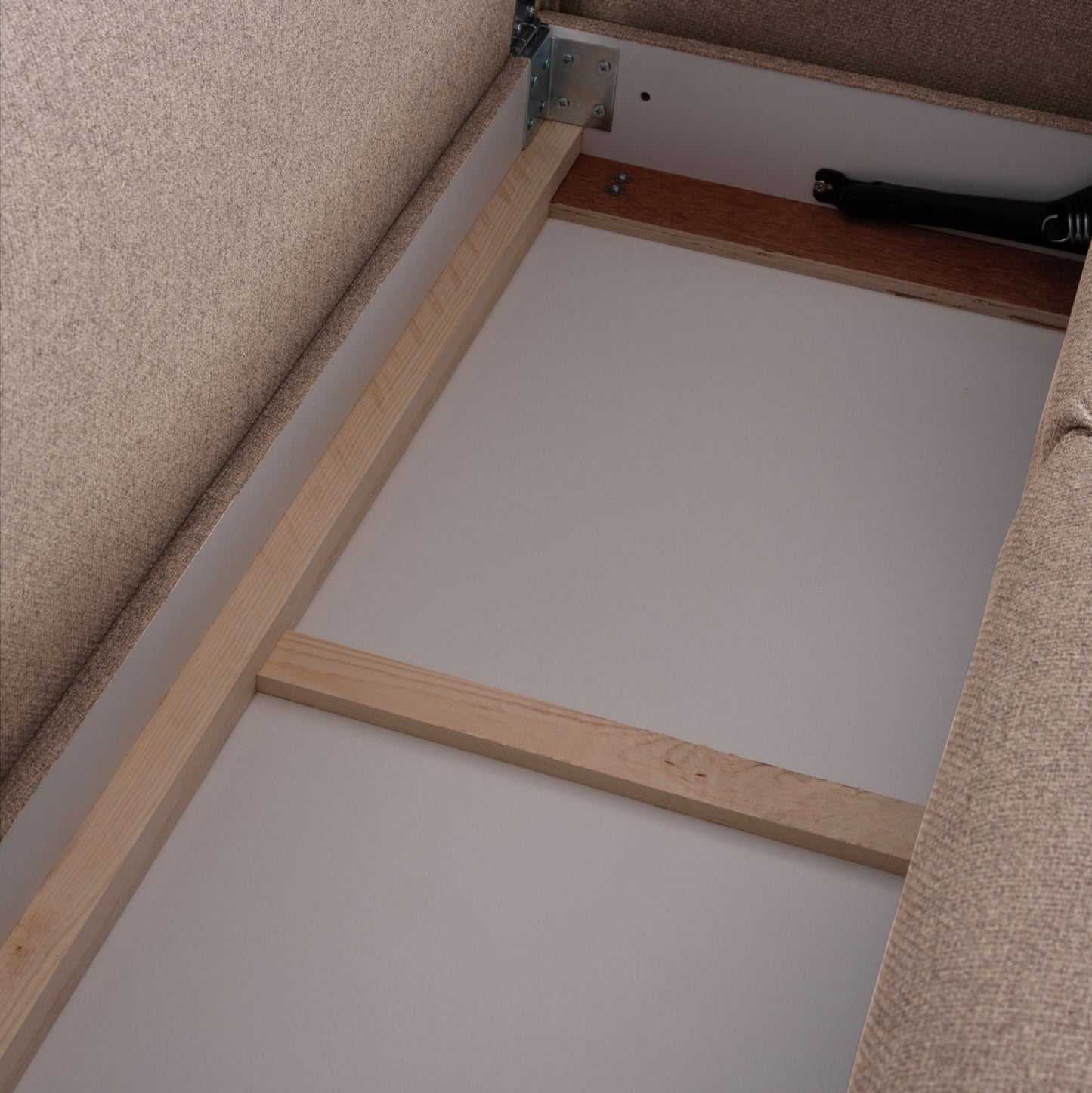 CORNER SOFA-BED WITH STORAGE SPACE SAFFIRA HM3303.03R BEIGE FABRIC 270x195x100Hcm.