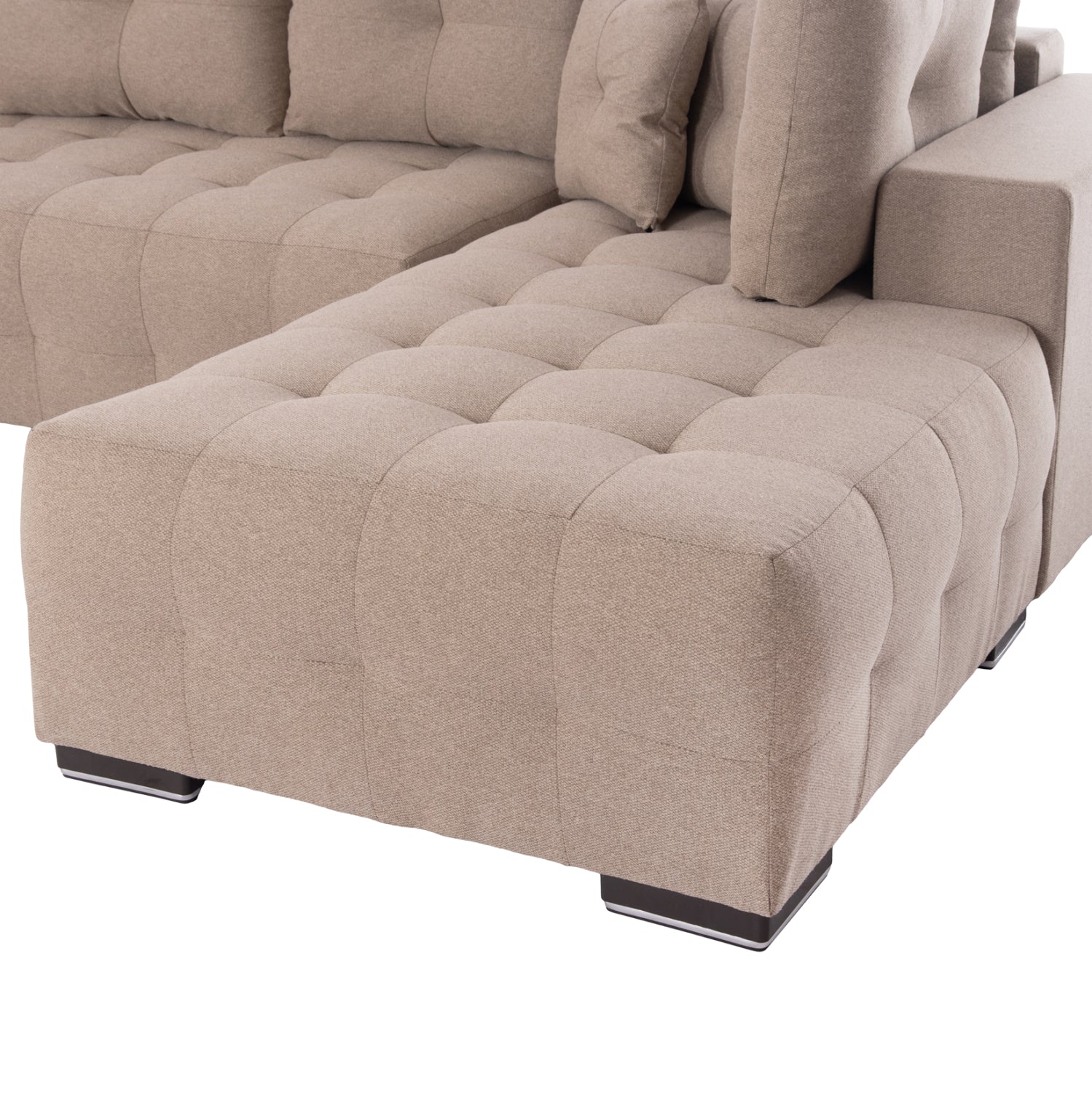 CORNER SOFA-BED WITH STORAGE SPACE TRENDSTON HM3302.03R BEIGE FABRIC 298x177x95Hcm.