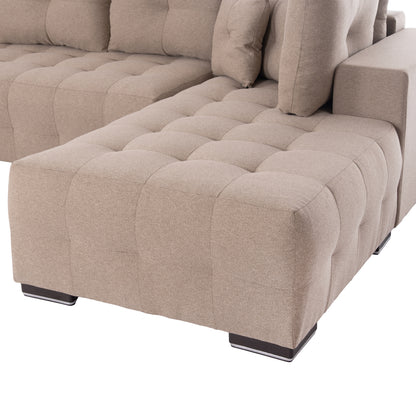CORNER SOFA-BED WITH STORAGE SPACE TRENDSTON HM3302.03R BEIGE FABRIC 298x177x95Hcm.