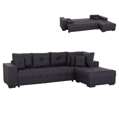CORNER SOFA-BED WITH STORAGE SPACE TRENDSTON HM3302.01R GREY FABRIC 298x177x95Hcm.
