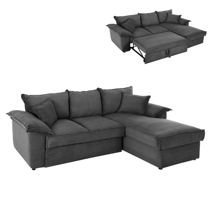 CORNER SOFA-BED WITH STORAGE SPACE ALDO HM3276.02R ANTHRACITE FABRIC 256x91-159x87Hcm.
