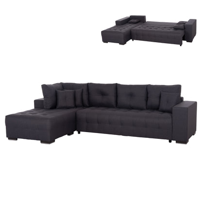 CORNER SOFA-BED WITH STORAGE SPACE TRENDSTON HM3302.01L GREY FABRIC 298x177x95Hcm.