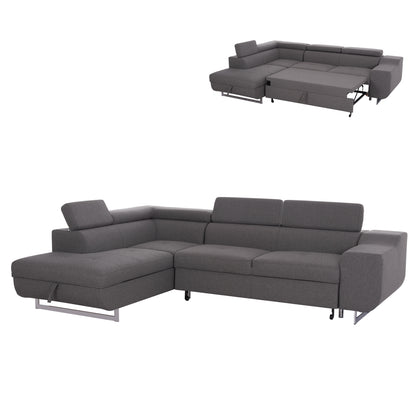CORNER SOFA-BED WITH STORAGE SPACE ENCORE HM3301.01L GREY FABRIC 285x205x90Hcm.