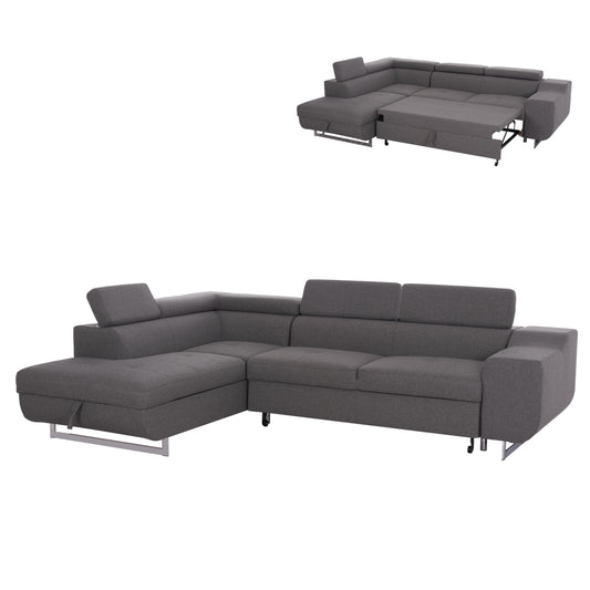 CORNER SOFA-BED WITH STORAGE SPACE ENCORE HM3301.01L GREY FABRIC 285x205x90Hcm.