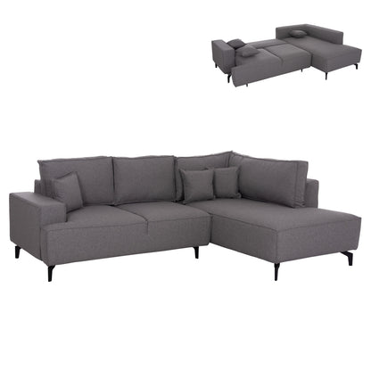 CORNER SOFA-BED WITH STORAGE SPACE SAFFIRA HM3303.01R GREY FABRIC 270x195x100Hcm.