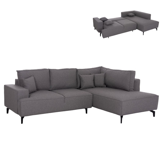 CORNER SOFA-BED WITH STORAGE SPACE SAFFIRA HM3303.01R GREY FABRIC 270x195x100Hcm.