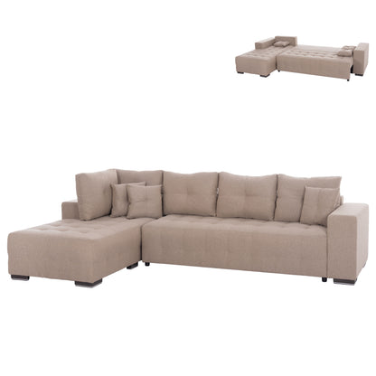 CORNER SOFA-BED WITH STORAGE SPACE TRENDSTON HM3302.03L BEIGE FABRIC 298x177x95Hcm.
