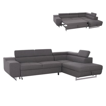 CORNER SOFA-BED WITH STORAGE SPACE ENCORE HM3301.01R GREY FABRIC 285x205x90Hcm.