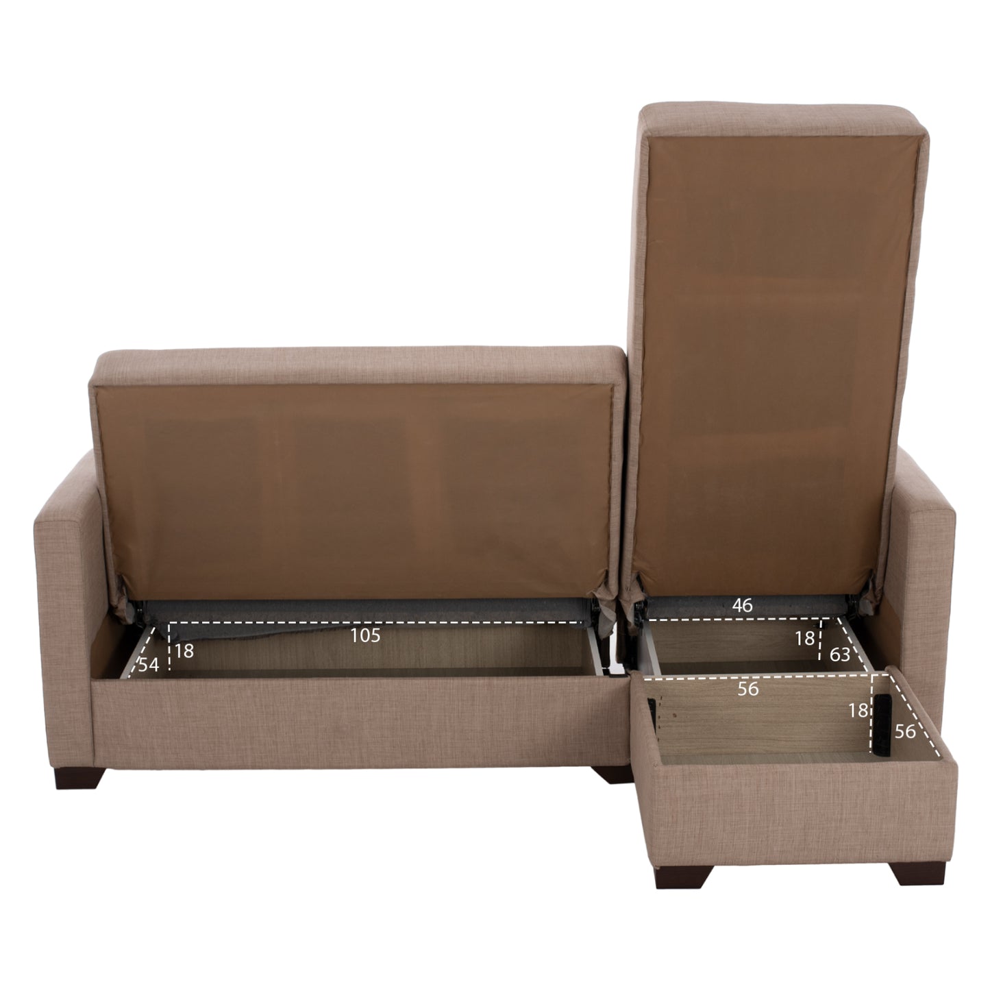 HM3244.04 corner sofa-bed, reversible, 200x133x77Ηcm, beige