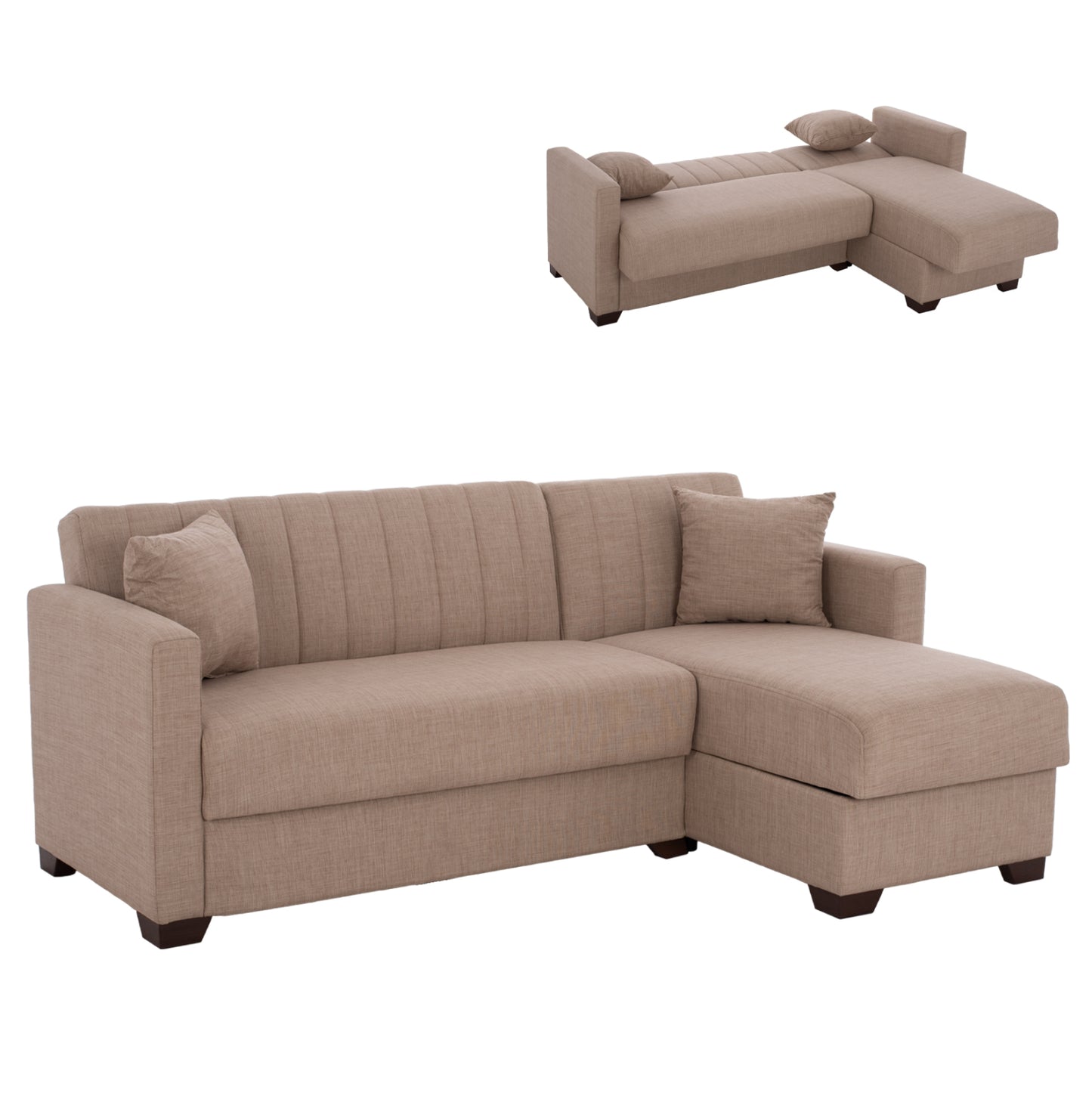 HM3244.04 corner sofa-bed, reversible, 200x133x77Ηcm, beige