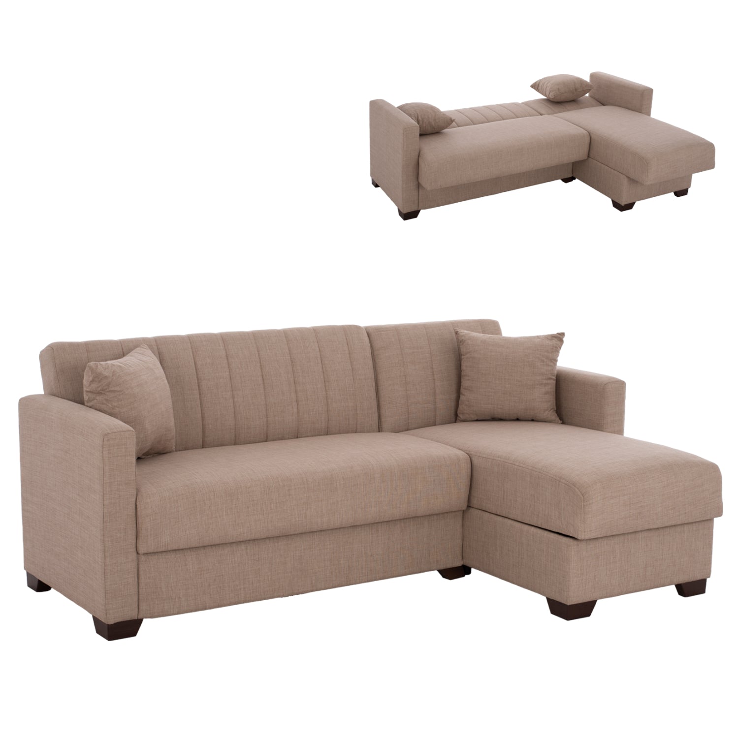 HM3244.04 corner sofa-bed, reversible, 200x133x77Ηcm, beige