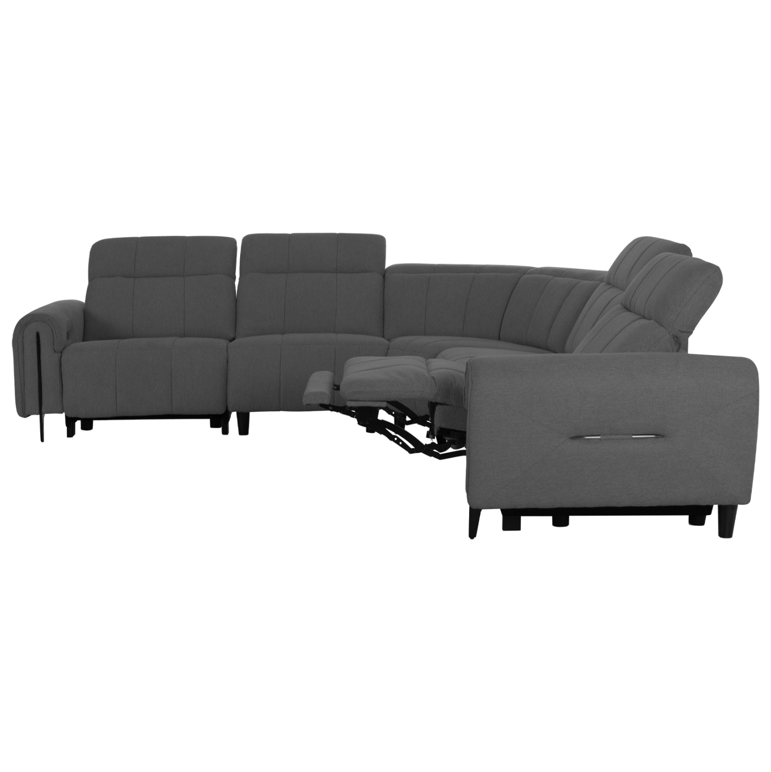 CORNER SOFA WITH 2 RECLINE SEATS ORACLE HM3290.01 GREY FABRIC 260x260x90(seat depth)x94Hcm.