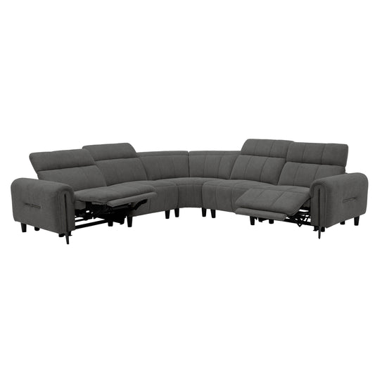 CORNER SOFA WITH 2 RECLINE SEATS ORACLE HM3290.01 GREY FABRIC 260x260x90(seat depth)x94Hcm.