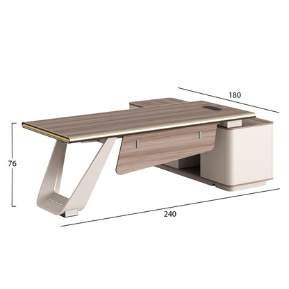 LEFT CORNER OFFICE DESK SUPERON ΗΜ2139L MELAMINE IN NATURAL-BEIGE--METAL LEG 240x180x76Hcm.