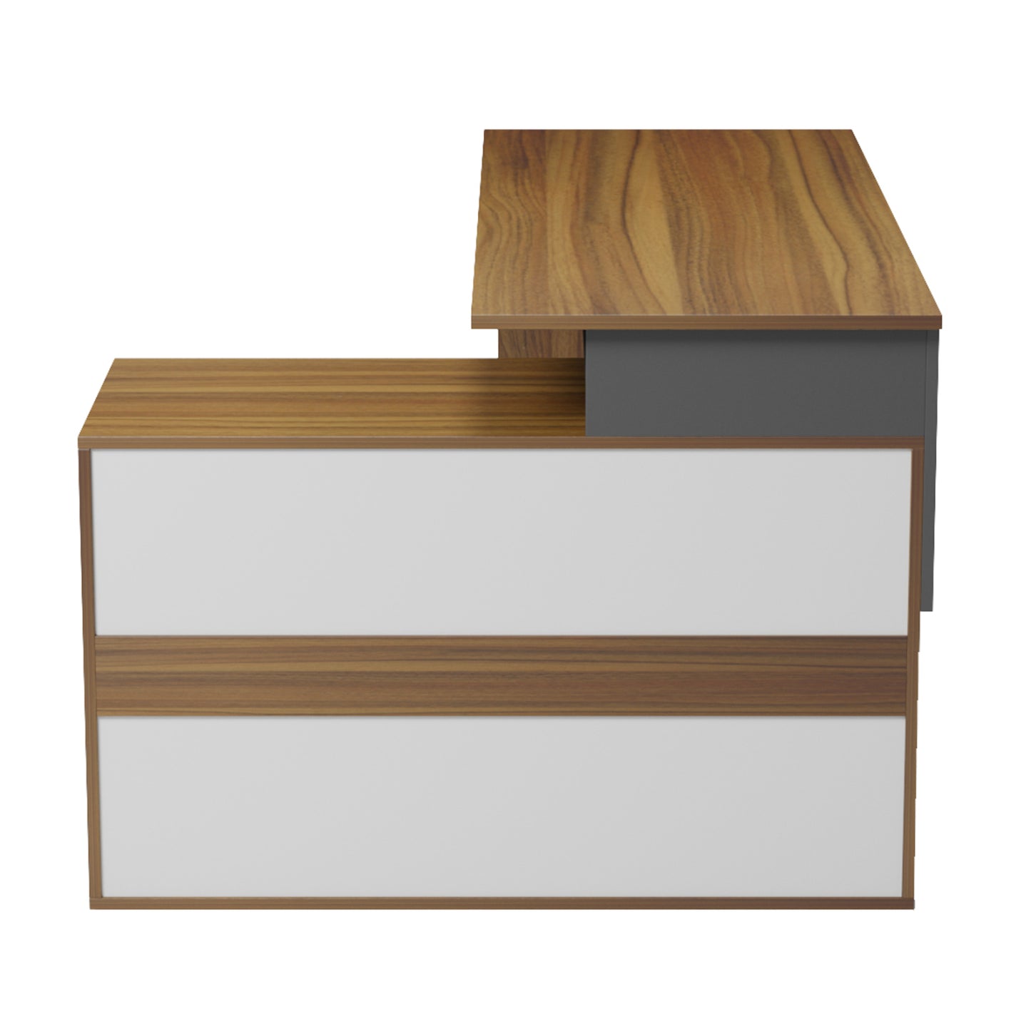 DESK RIGHT CORNER CARNET HM18384.03 MELAMINE IN WALNUT/GREY 138x102x75Hcm.