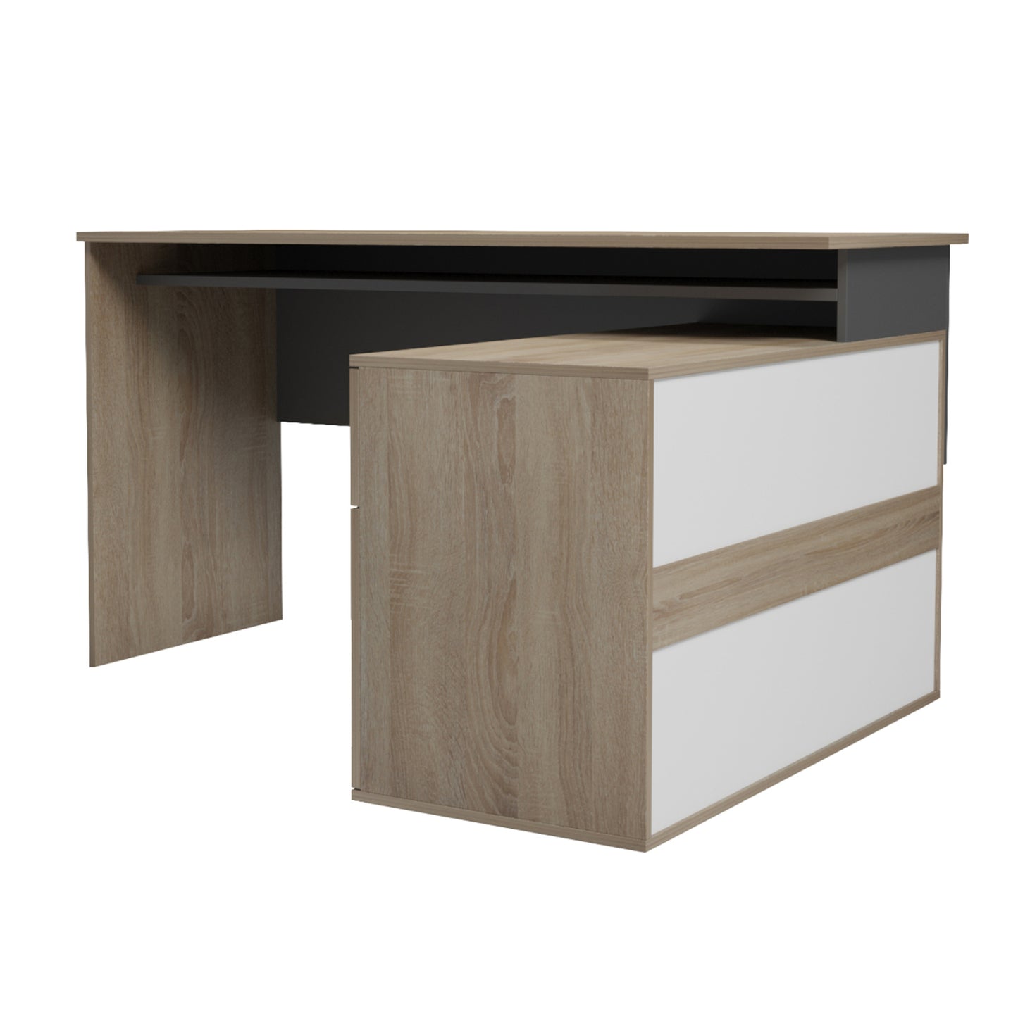 DESK RIGHT CORNER CARNET HM18384.13 MELAMINE IN SONAMA/GREY 138x102x75Hcm.