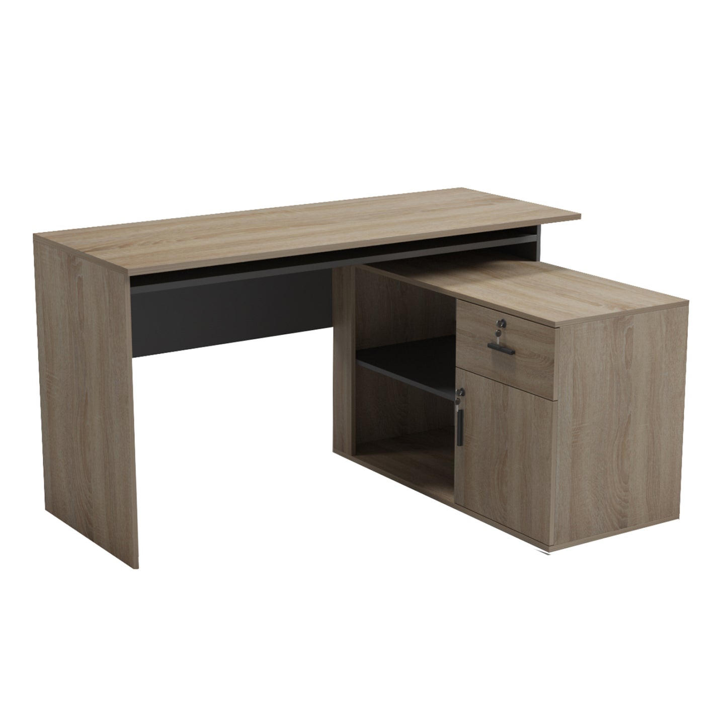 DESK RIGHT CORNER CARNET HM18384.13 MELAMINE IN SONAMA/GREY 138x102x75Hcm.