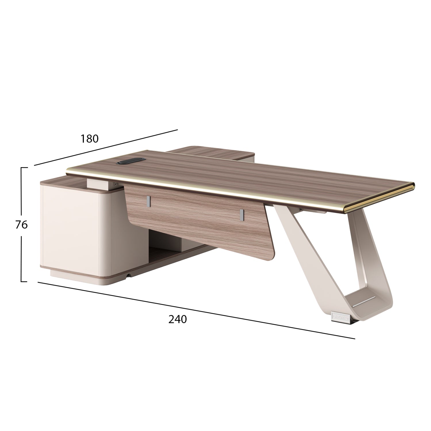 RIGHT CORNER OFFICE DESK SUPERON HM2139R MELAMINE IN NATURAL-BEIGE--METAL LEG 240x180x76Hcm.
