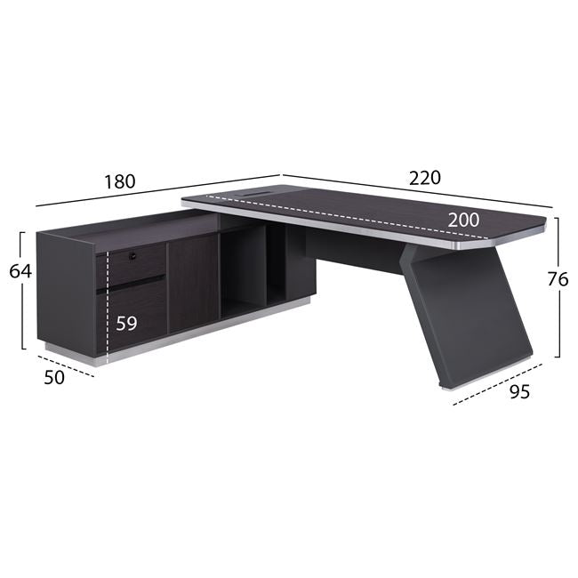 PROFESSIONAL LEFT CORNER OFFICE DESK ROSEWOOD HM2084L 220x180x76Hcm