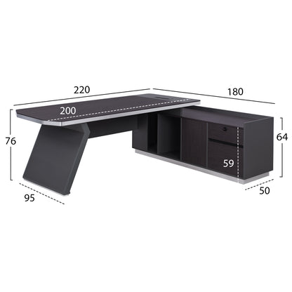 Professional office  right corner Rosewood HM2084R 220x180x76cm