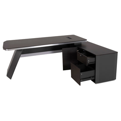 Professional office right corner Rosewood HM2083R 220x180x76Ηcm