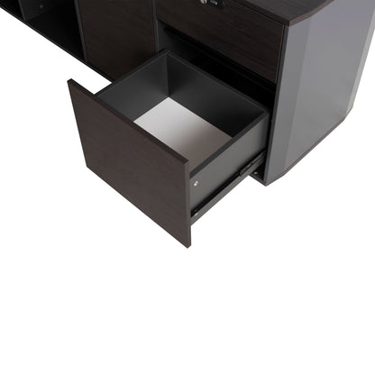 Professional office right corner Rosewood HM2083R 220x180x76Ηcm