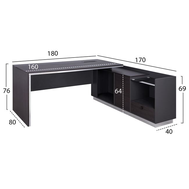 Professional office right corner Rosewood HM2086R 180x170x76cm
