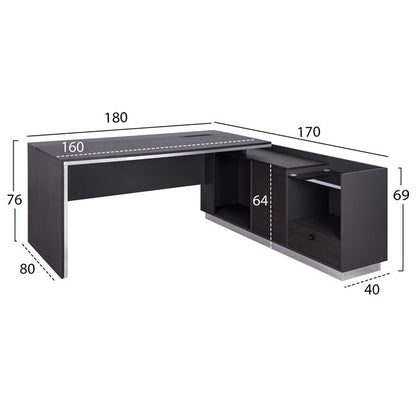 Professional office right corner Rosewood HM2086R 180x170x76cm
