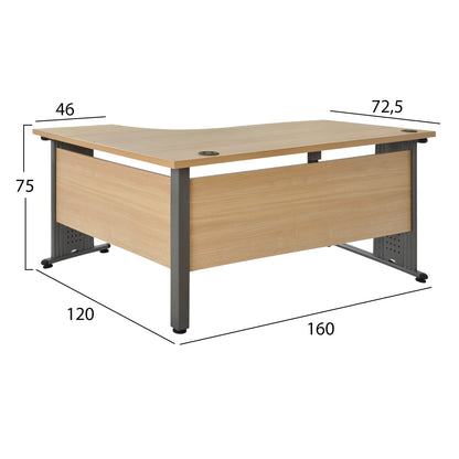 Professional right corner office HM2043.01R in oak color 160x120x75