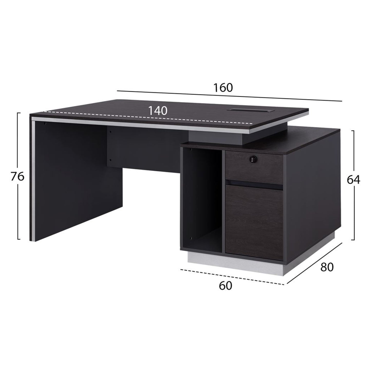 Professional office with right cabinet Rosewood HM2087R 160x80x76cm
