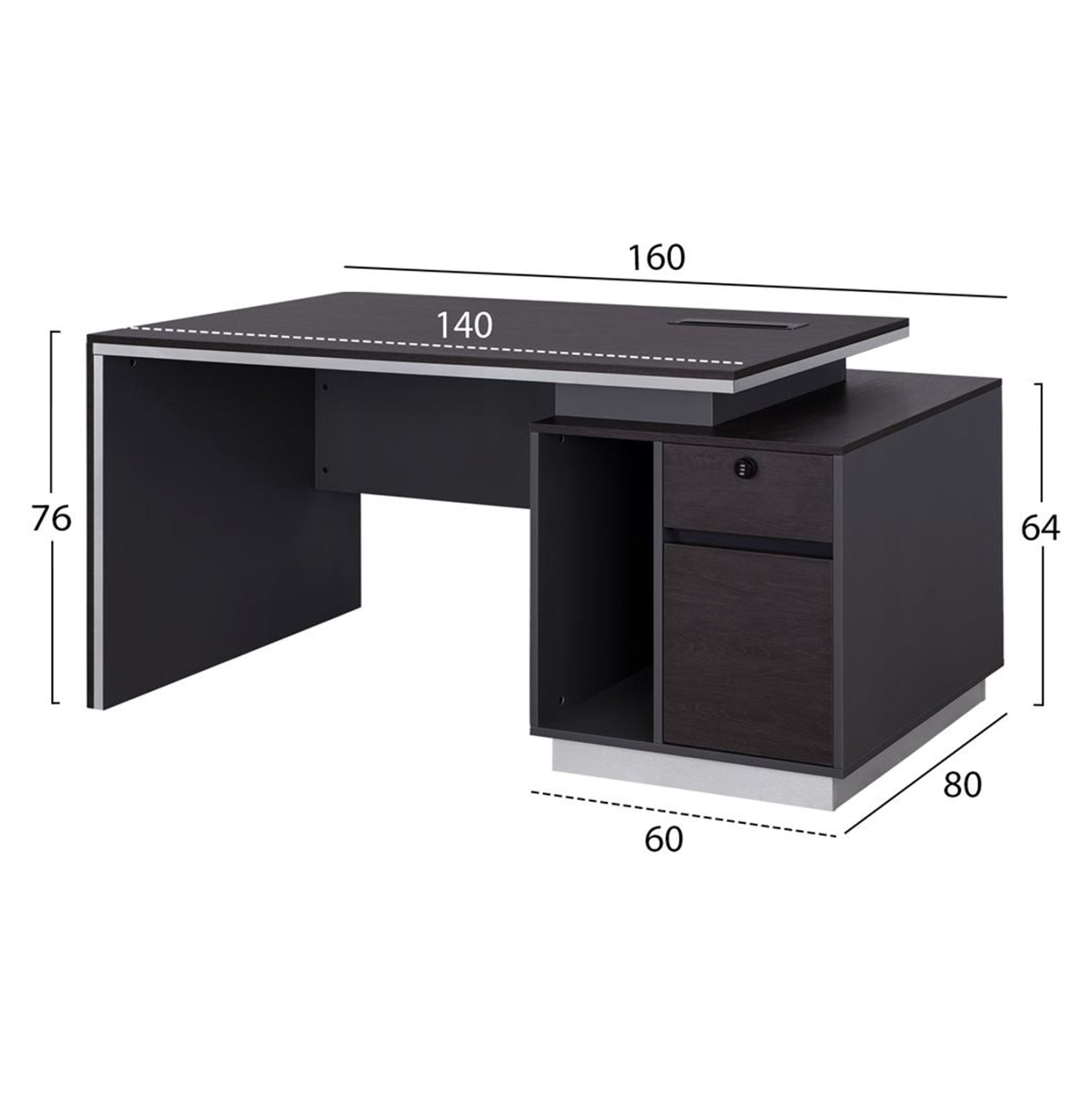 Professional office with right cabinet Rosewood HM2087R 160x80x76cm
