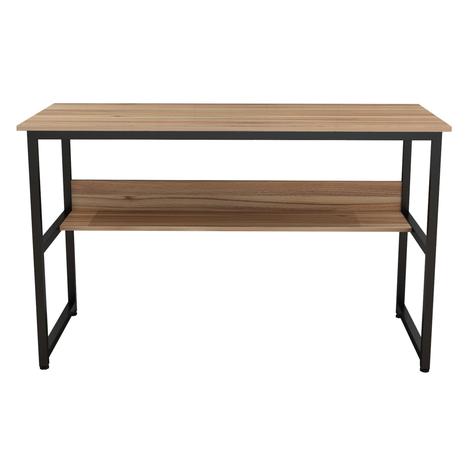 DESK PORTIS HM2131.02 MELAMINE IN WALNUT WITH BLACK METAL FRAME 120X50X75cm.