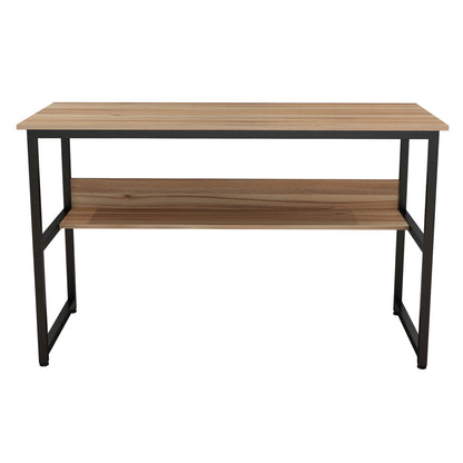 DESK PORTIS HM2131.02 MELAMINE IN WALNUT WITH BLACK METAL FRAME 120X50X75cm.