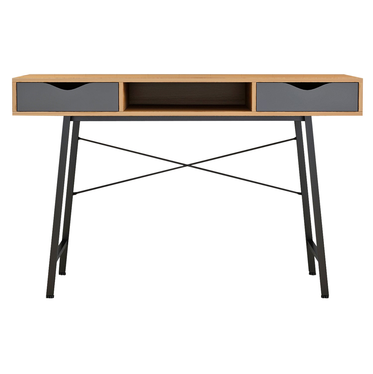 HM2128.03 desk, walnut-grey-black, 120x48x76,5