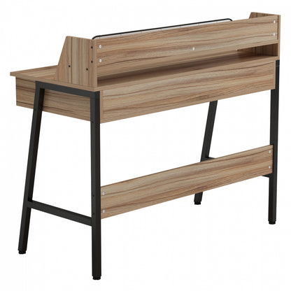 DESK OLIVIER HM2129.02 MELAMINE IN WALNUT AND BLACK-BLACK METAL FRAME 104Χ48Χ89Hcm.