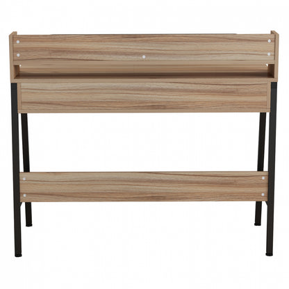 DESK OLIVIER HM2129.02 MELAMINE IN WALNUT AND BLACK-BLACK METAL FRAME 104Χ48Χ89Hcm.