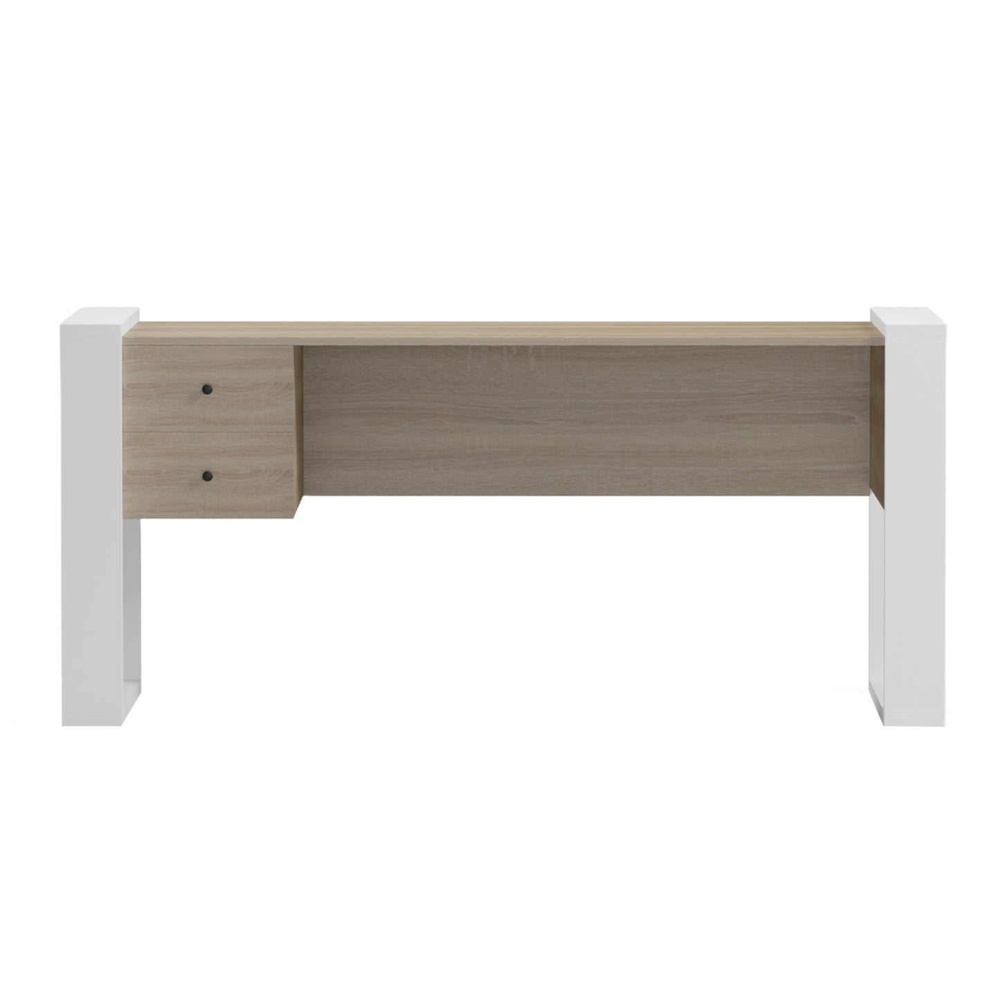 DESK WITH 2 DRAWERS TONTEL HM2157.01 MELAMINE IN SONAMA--WHITE LEGS 160x60x73Hcm.